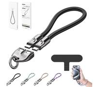 C to C 240W Charging Cable with Wearable Bracelet Design, 5A Fast Charging Cable with Wrist Strap Lanyard, 47/11.8In 240w Fast Charging USB C to USB C Cables, for Tablet, Phone (Black,11.8in)