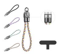 C to C 240w Charging Cable with Wearable Bracelet Design,Portable Fashion Fast Charger Cable,480mbps Data Transfer & Phone Charger, Braided Nylon for Laptop, Tablet, Phone (Rainbow,0.3m/11.81in)