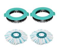 C-U 2 testine di ricambio rotanti + 2 testine di ricambio per Leifheit Clean Twist Disc Mop Ergo Micro Set per tutti i tipi di pavimenti, spazzola rigida per pulire le macchie