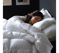C&W Piumone in piuma d'oca bianca, per letto matrimoniale, pesante, caldo, per l'inverno, 750 gradi, peso di riempimento: 1,559 g, bianco tinta unita