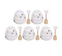C.X.Y. 10 Pezzi Bomboniere Barattolo Contenitore Porta Miele in Ceramica con Cucchiaio dosatore Legno in Regalo Biglietto Ape