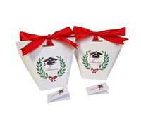 C.X.Y. 50pz Bomboniere Laurea Scatoline Portaconfetti Laurea con Fiocco Rosso, Bigliettini Inclusi, Scatole Regalo Laurea per Feste e Cerimonie