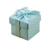 C.X.Y. 50pz Cubo Scatola Portaconfetti 5 * 5cm Fiocco Pois Bomboniera Evento (Azzurro)