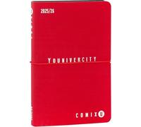 C0MIX U YOUNIVERCITY - Agenda Settimanale 2025-2026, Diario 13 Mesi, Copertina Morbida, Elastico, 224 Pagine, 11,8x18cm, Rossa + penna a scatto e segnalibro