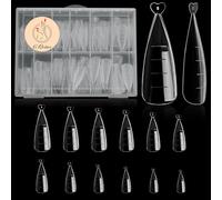 C12rtive 120 Pz Poly Extension Gel Dual Nail Forms,Flat Stiletto Nail Form Copertura Completa Unghie Acrygel Trasparente,con Scala Graduata per Gel Manicure Nail Art Design Salon fai da te a casa