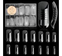 C12rtive 140 Pz Poly Extension Gel Dual Nail Forms,Nail Form Copertura Completa Unghie Acrygel Trasparente,con Scala Graduata per Gel Manicure Nail Art Design Salon fai da te a casa