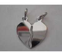 C13-11 COLLANA CIONDOLO UOMO DONNA ARGENTO 925 CUORE SPEZZATO COPPIA LOVE AMORE