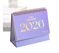 C2026 Desktop Calendar, Spiral Bound Offices Planner With 2 Stickers, Violet Desk Calendar, For Home Work Holiday Travel School Daily Bedroom Nursery Party Weekday Dormitory