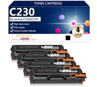 C230 C235 Cartuccia Toner di Ricambio per Xerox 006R04391 006R04392 006R04393 006R04394 Stampante, 4000 Pagine,4*Black-With Chip