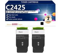 C2425 Cartucce Toner Compatibili per Lexmark C2325 MC2325 C2425 MC2425 MC2535 MC2640 Stampanti, alta Capacità 6000 Pagine, Stampa ad alta Definizione,Black-2 pack