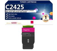 C2425 Cartucce Toner per Lexmark C2325 MC2325 C2425 MC2425 MC2535 MC2640 Stampanti, per Scuole, Ospedali e Banche, 6000 Pagine,Magenta-1 pack