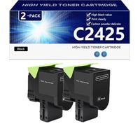 C2425 Cartuccia Toner Compatibile per Lexmark C2325 MC2325 C2425 MC2425 MC2535 MC2640 Stampanti, Alta Resa 6000 Pagine, Stampa Nitida,Black-2 pack