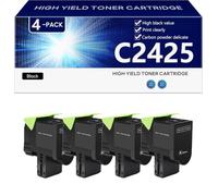 C2425 Cartuccia Toner di Ricambio Compatibile per Lexmark C2325 MC2325 C2425 MC2425 MC2535 MC2640 Stampante, Alta Resa 6000 Pagine, Facile da Installare,Black-4 pack