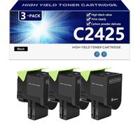 C2425 Cartuccia Toner di Ricambio Compatibile per Lexmark C2325 MC2325 C2425 MC2425 MC2535 MC2640 Stampante, Alta Resa 6000 Pagine, Facile da Installare,Black-3 pack