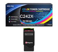 C242X Cartuccia toner con chip compatibile con Lexmark C242XK0 C242XC0 C242XM0 C242XY0, funziona con stampanti C2325 C2425 C2535 C2640 MC2325 MC2425 MC2535 MC2640