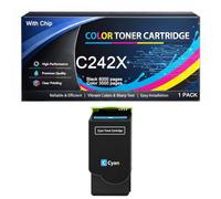 C242X Cartuccia toner con chip compatibile con Lexmark C242XK0 C242XC0 C242XM0 C242XY0, funziona con stampanti C2325 C2425 C2535 C2640 MC2325 MC2425 MC2535 MC2640