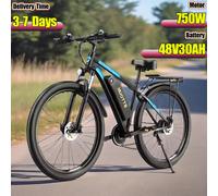 C29 E-Bike 750W Motore Brushless 48V30AH Doppia Batteria Al Litio Bici Elettrica a 21 Velocità Pneumatico da 29 Pollici Bicicletta Elettrica All Terrain Black Blue 750W 48V15AH