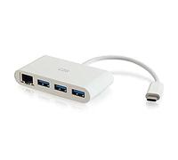 C2G Adattatore da USB-C® a Ethernet (RJ45) con 3 porte USB A 3.0 - Hub USB C - Bianco