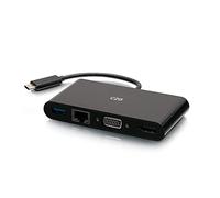 C2G Adattatore da USB-C a HDMI VGA RJ45 - Nero compatibile con MacBook Pro/Air, iPad Pro/Air, Galaxy, Surface Pro, XPS ecc.