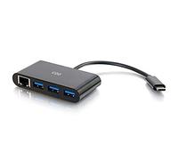 C2G Adattatore USB, hub USB, adattatore Ethernet con alimentazione, 3 porte, nero, cavi per andare 29747