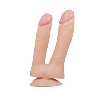 C3 - Realistico doppia testa di dildo classico doppia testa di dildo pene replica PVC medico, color carne