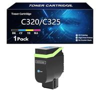 C320 C325 Cartucce Toner ad Alta Capacità Compatibili con 006R04823 006R04820 006R04821 006R04822 per Xerox C320 C325 Stampante,Cyan-1 Pack