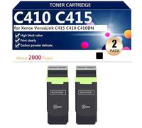 C410 C415 006R04685 006R04686 006R04687 006R04688 Cartuccia Toner Compatibile per Xerox VersaLink C415 C410 C410DN Stampante, Alta Resa 2400 Pagine,Black-2 pack