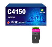 C4150 Cartuccia Toner Compatibile Per Lexmark 24B6519 24B6516 24B6517 24B6518 Per Stampante C4150, Resa Fino A 16000/10000 Pagine,Magenta-1 Pack