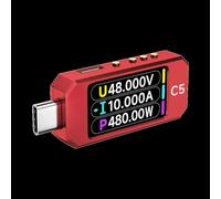 C5 PD3.1 EPR, tester di alimentazione USB-C compatibile per diagnostica e convalida del protocollo del dispositivo di ricarica con letture accurate di tensione e corrente (rosso)