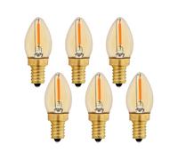 C7 E12 Led Bulb 220v, 0.5w Replacement 5w, E12 Led Filament Bulb Amber Decorative Night Light Bulb, Warm White 2200k, Non-dimmable, Pack Of 6
