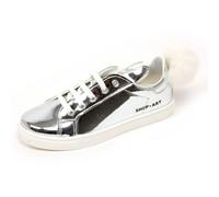 C7036 sneaker bimba SHOP ART KIDS scarpa argento pon pon shoe kid