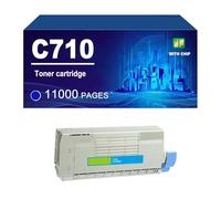 C710 Cartuccia Toner Compatibile Con Stampanti Per OKI 710 711 711N, Con Chip, 11000 Pagine,Cyan-1 Pack