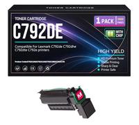 C792dhe Nero Ciano Giallo Magenta Cartucce toner per Lexmark C792de C792dhe C792dte C792e Stampanti con chip Alta capacità 20000 pagine,Magenta-C792DE
