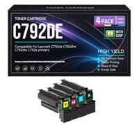 C792dhe Nero Ciano Giallo Magenta Cartucce toner per Lexmark C792de C792dhe C792dte C792e Stampanti con chip Alta capacità 20000 pagine,4Pack-C792DE