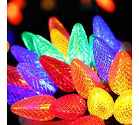 C9 Led Christmas String Lights Outdoor, 33.3ft 50 LED Waterproof Decorative Light Strand, Extendable Green Wire String Lights for House, Christmas Tree, Patio, Party Decoration, Turquoise