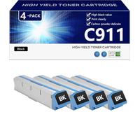 C911 Cartuccia Toner ad altissima Capacità Compatibile con Chip per OKI C911 C911dn C931e C931dn C941e C941dn C942dn Stampanti, Immagini Nitide e Definite,Black-4 pack