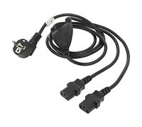 lanberg CA-C13C-13CC-0018-BK - Splitter 7/7 su Presa Iec 320 C13, 2 Cavi di Alimentazione Y, 1,8 m, Colore: Nero