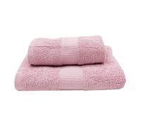 CA' D'ORO Asciugamani da bagno, Set da due Asciugamani da bagno Viso e Ospite 100% cotone, Linea Diamante, peso 500gr/mq. (Rosa Tea)