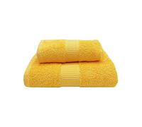 CA' D'ORO Asciugamano da bagno, Set di due asciugamani da bagno Viso e Ospite 100% cotone, Linea Diamante, peso 500gr/mq. (Miele)