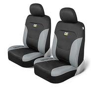 Cat erpillar Flexfit Coprisedili per auto, camion e SUV (set da 2) - Coprisedili neri per sedili anteriori, protezione per sedili con bordo grigio a nido d'ape, coperture interne auto