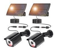 CaalLogt Lampade solari da parete per esterni con pannello solare, fotocamera finta per esterni, 11 LED, rotazione a 360° con sensore di movimento, 3 modalità di illuminazione, IP65 impermeabile e