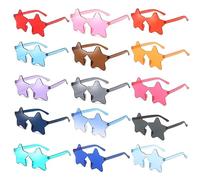 CAASFOOY 15 Paia Occhiali da Sole a Forma di Stella, Senza Cornice Occhiali Trasparenti Color Caramella Occhiali Colorati per Feste di Addio al Nubilato, Festival Musicali, Multicolore