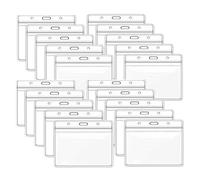 CAASFOOY 50 Pezzi Porta Badge Orizzontale, Porta Badge Holder Plastica,Portabadge Trasparente Custodie per Badge Porta Tesserino Porta-badge PVC per Carta d'identità Ufficio Scuola