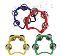 CAASFOOY Tamburelli Economici, 4 Pezzi Tamburello Percussione Plastica Mini Mezza Luna, Tamburello a Mezzaluna in Plastica Percussione Professionale per Batteria Bambini e Adulti