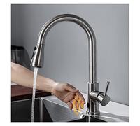 CAAUYXZW Rubinetto da Cucina Smart Touchless Rubinetto con sensore a infrarossi for Voto Spazzolato Rubinetto Miscelatore a infrarossi Nero/Nichel(Hwx-Brushed)