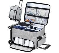 CAB55 Organizer per bagagliaio da golf con 4 ruote, organizer impermeabile a 2 strati per auto da golf, con scomparto ventilato separato per 2 paia di scarpe, portaoggetti per vestiti, accessori,