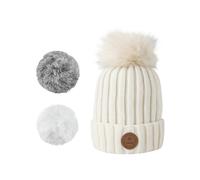 Cabaïa - Cappello con 3 pompon intercambiabili - Kir Royal Beanie White - Bianco