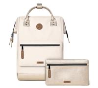 Cabaïa - Zaino Adventurer Alger - Maxi 23L - Idrorepellente - scomparto per PC fino a 15″ - 2 tasche intercambiabili - Vegan certificato - Zaino da viaggio, lavoro e scuola - Beige