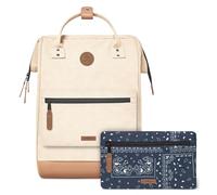 Cabaïa - Zaino Adventurer Andenne - Medium 18L - Idrorepellente - scomparto per PC fino a 13″ - 2 tasche intercambiabili - Vegan certificato - Zaino da viaggio, lavoro e scuola - Beige