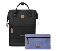 Cabaïa - Zaino Adventurer Berlin - Large 23L - Idrorepellente - scomparto per PC fino a 15″ - 2 tasche intercambiabili - Vegan certificato - Zaino da viaggio, lavoro e scuola - Nero